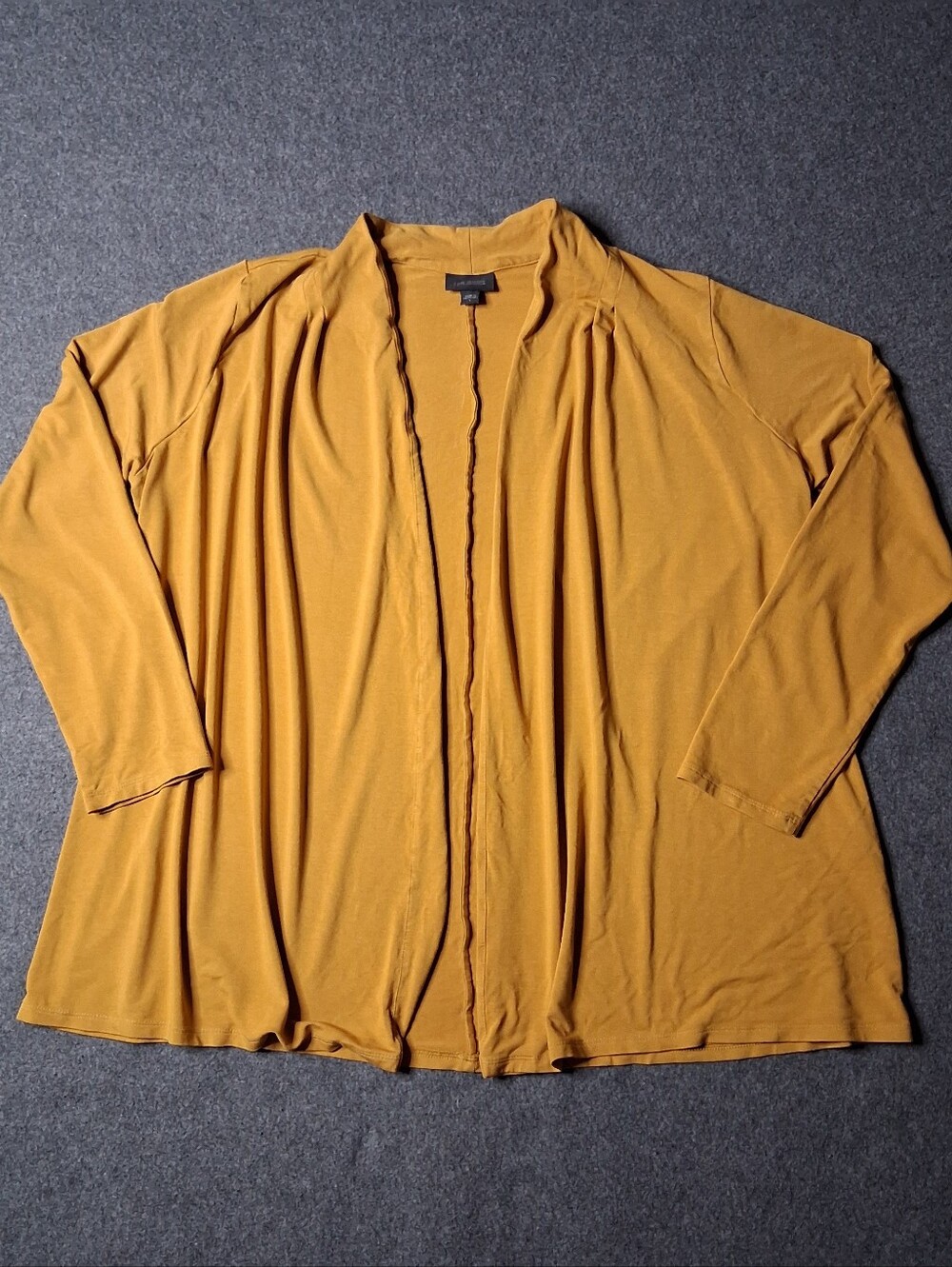 J. Jill Women's Wearever Mustard Yellow Open Front Long Knit Cardigan L - Picture 2 of 12